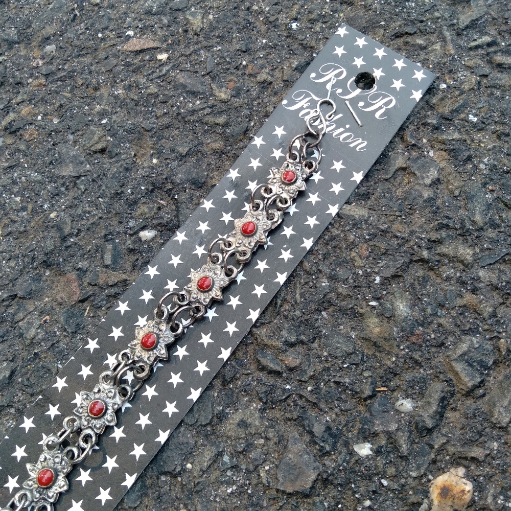 90s vtg silver red color deadstock bracelet